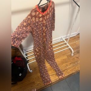 Floral Patterned Orange and Gold Fabric